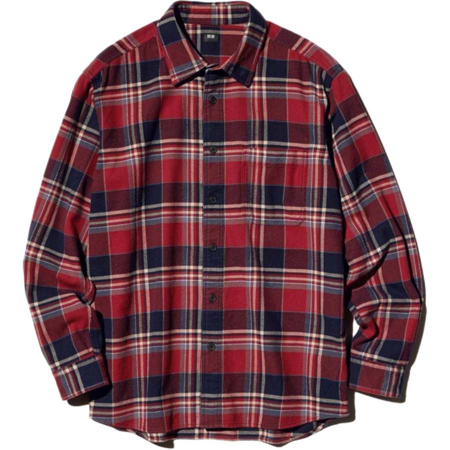 UNIQLO Shirts Unisex Maroon Lapel Moderate