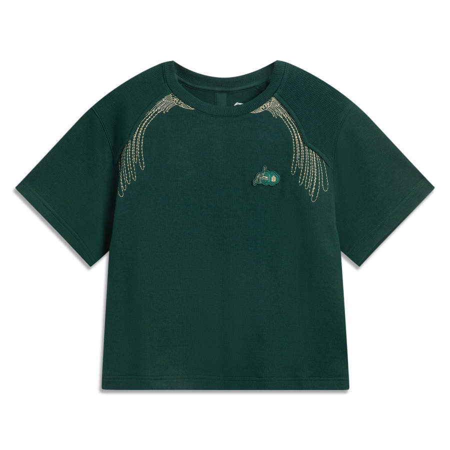Li-Ning Li Ning x GUGONG,LIANMINGKUAN China Culture Collection T Shirt Women's Jungle Green