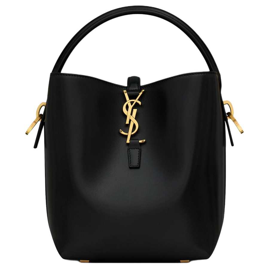 SAINT LAURENT SAINT LAURENT Le 37 Shiny Cow Leather Bucket Bag, Shoulder Bag, Crossbody Bag, Handbag Small Women's Black