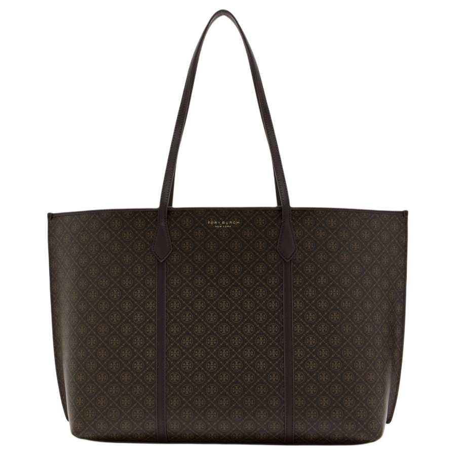 TORY BURCH Perry Synthetic Leather Tote Bag, Shopping Bag, Shoulder Bag Women's Black Coffee