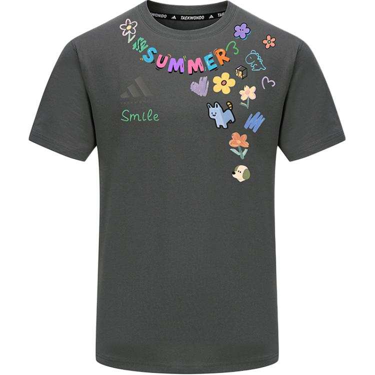 Adidas Adidas Athleisure Crew Neck T Shirt, Quick Dry Short Sleeved Unisex