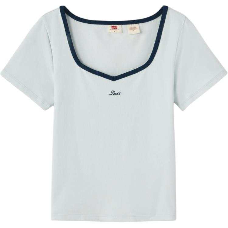 Levis Levis T Shirts Women's Light Blue Crew Neck Moderate