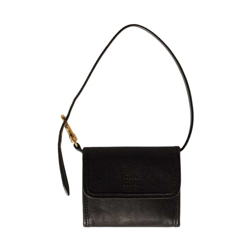 MIU MIU Nappa Leather Wallet Women's Black