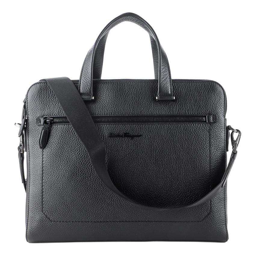 Ferragamo FERRAGAMO Calfskin Briefcase Men's Black