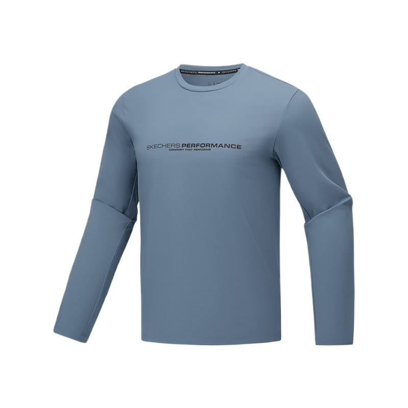 Skechers T Shirts Men's Navy Blue Gray 027C Crew Neck Moderate Straight Fit