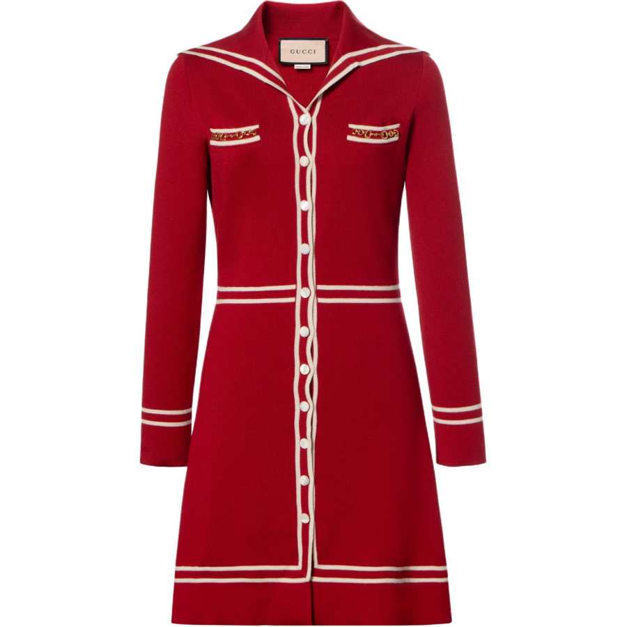 GUCCI Long Sleeved Dress Women's Red