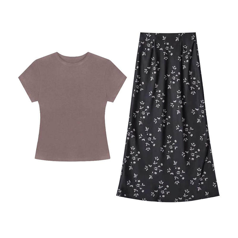 MARIE·COCO Two Piece Skirt Sets Women's Top+Skirt Crew Neck Moderate Long