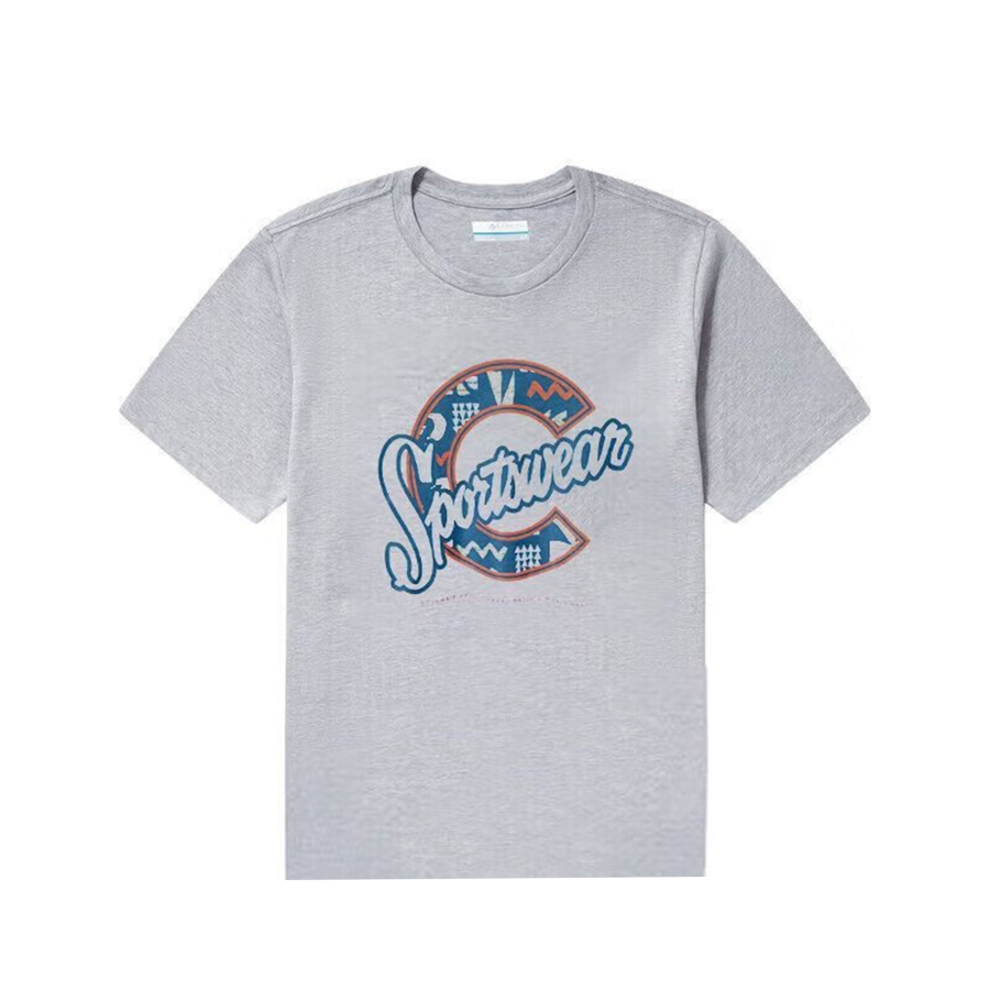Columbia T Shirts Men's Gray Crew Neck Moderate