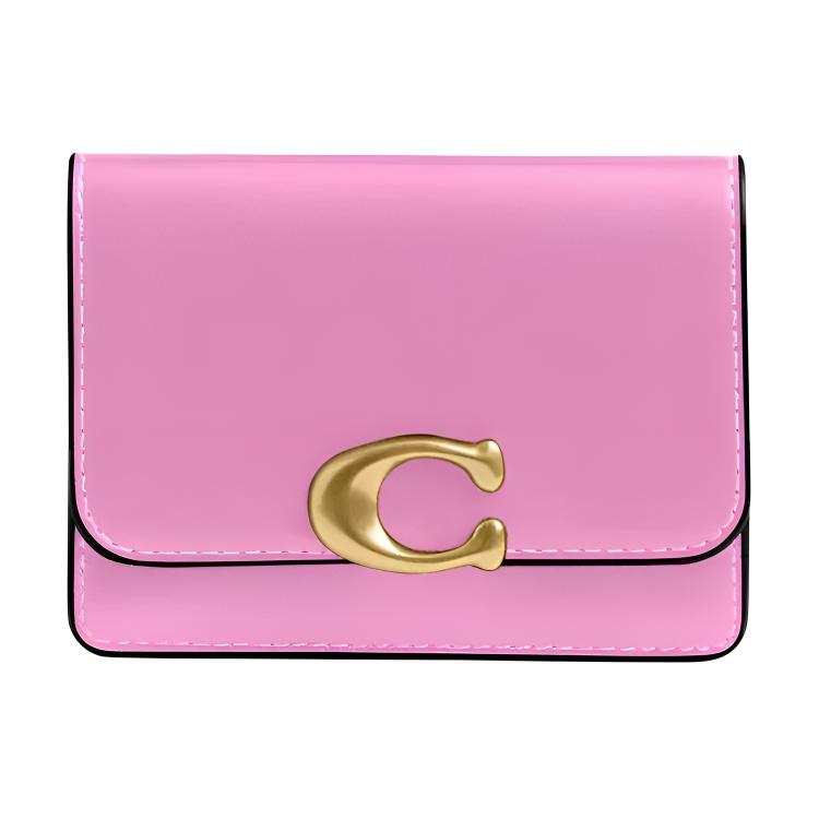 COACH Bandit Calfskin Card Holder Mini Women's Fuchsia