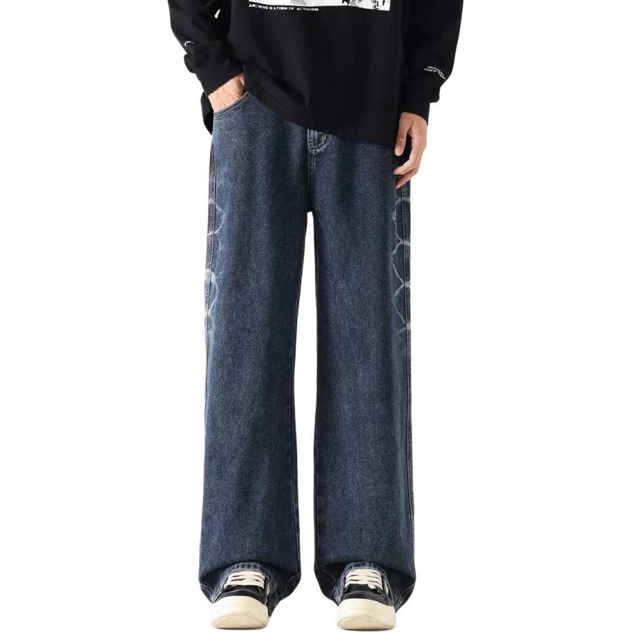 Tonlion Jeans Unisex Vintage Blue Moderate Wide Leg Pants