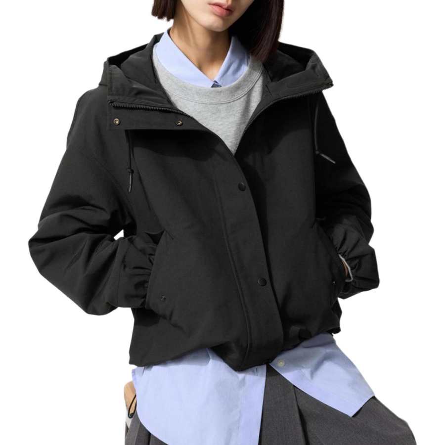 UNIQLO Jackets Women's Black Hooded Moderate Other