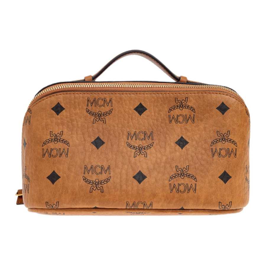 MCM MCM Ottomar Artificial Leather Makeup Bag Small Women's Cognac