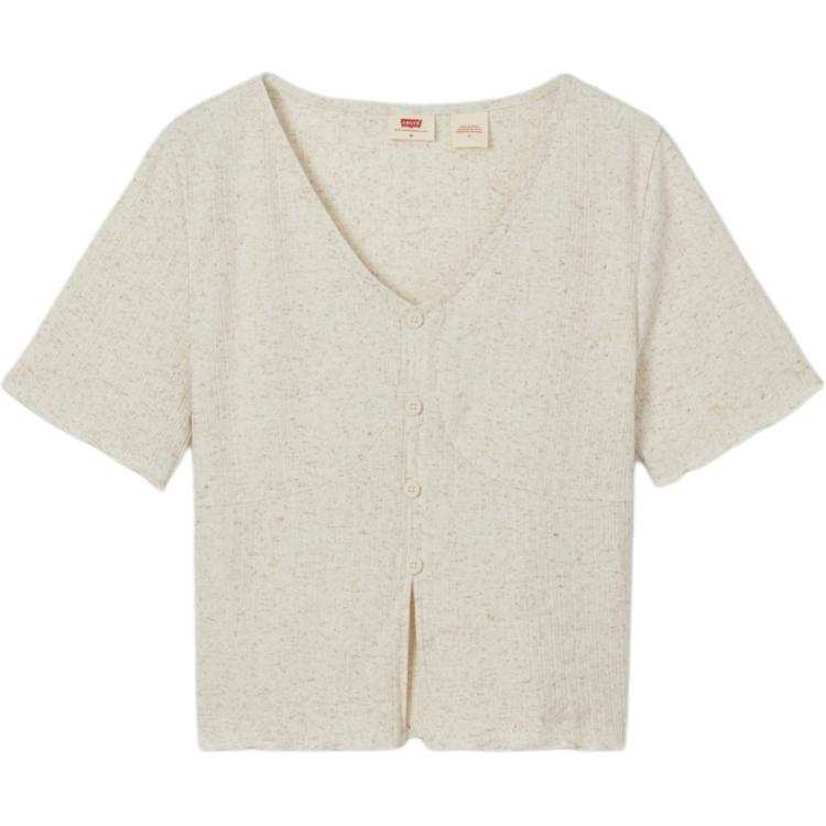Levis T Shirts Women's Beige V Neck Moderate