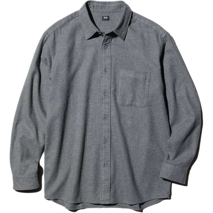 UNIQLO Shirts Unisex Sky Gray Lapel Moderate