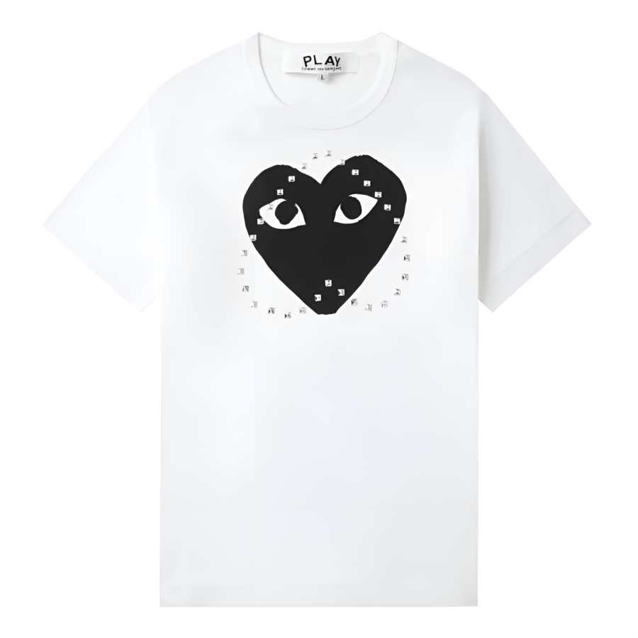 CDG Play T Shirts Unisex Black Crew Neck Moderate