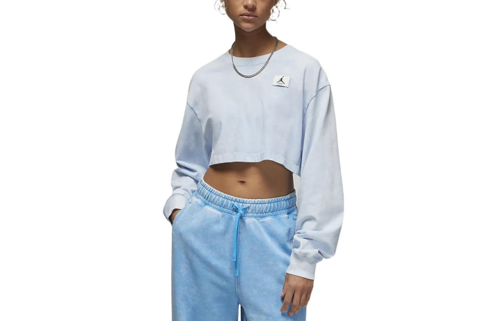 Jordan Jordan Crop Tops Women's Blue Crew Neck Moderate