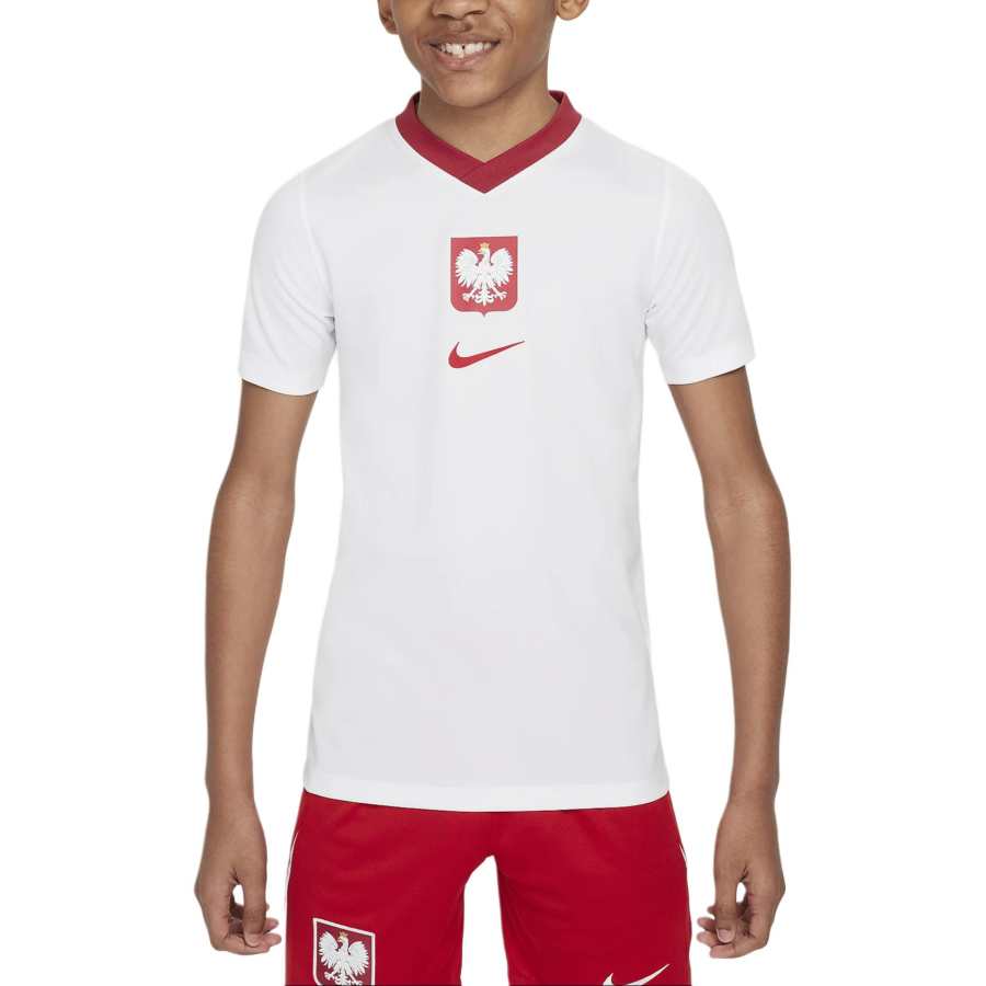 Nike Nike Dri Fit Rise 365 T Shirt Poland 2024/25 Home White/Sports Red Teenagers