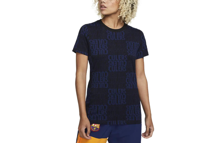 Nike Nike T Shirts Women's Dark Blue Crew Neck Moderate Straight Fit