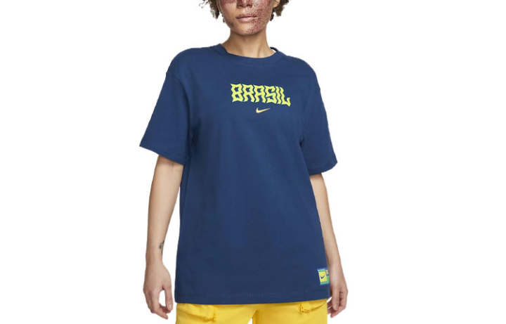 Nike Nike T Shirts Women's Coastal Blue Crew Neck Moderate Straight Fit