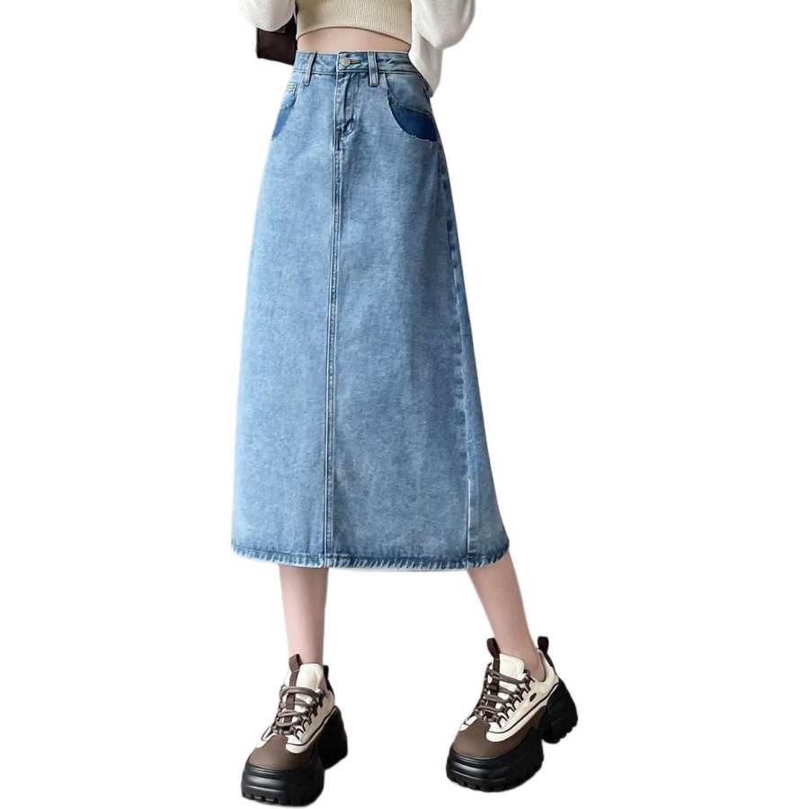 Tonlion Denim Long Skirt Women's