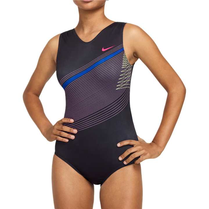 Nike Nike Gymnastics Diagonal Stripe Printed Performance Leotard