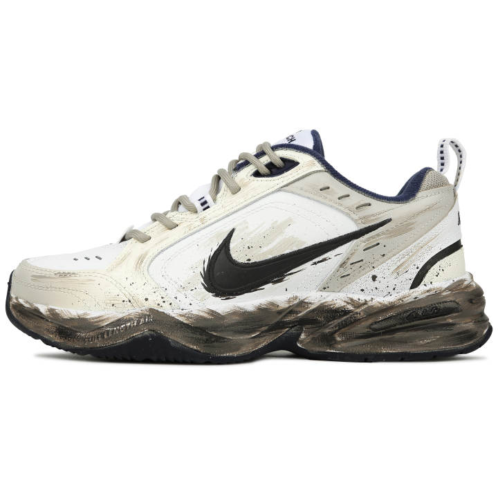 Nike Nike Air Monarch 4 White Navy Abrasion Resistant Abrasion Resistant Low top Chunky Sneakers Unisex Khaki
