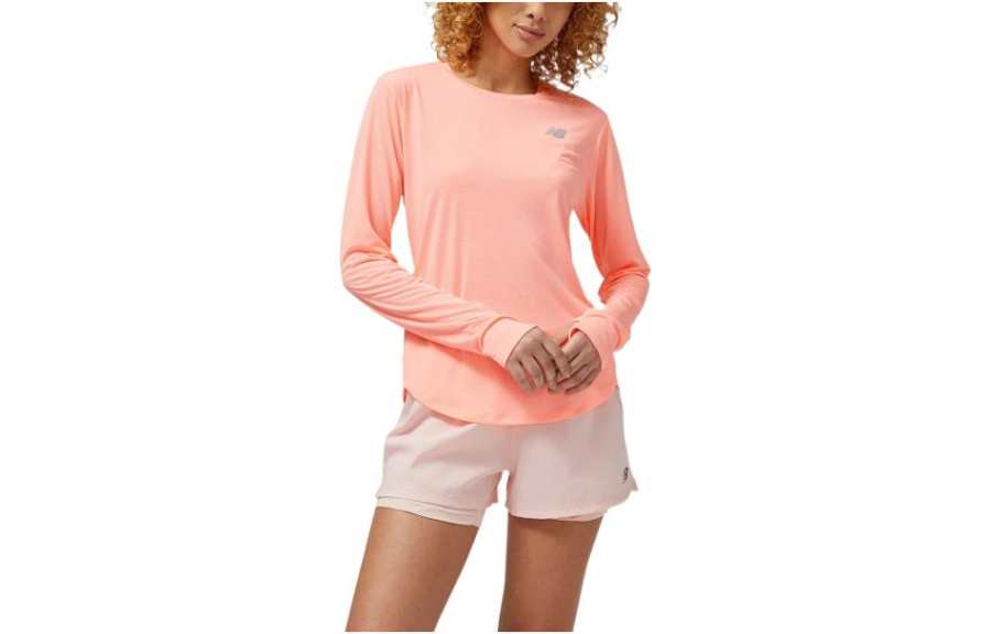 New Balance New Balance T Shirts Women's Light Orange Crew Neck Moderate Straight Fit