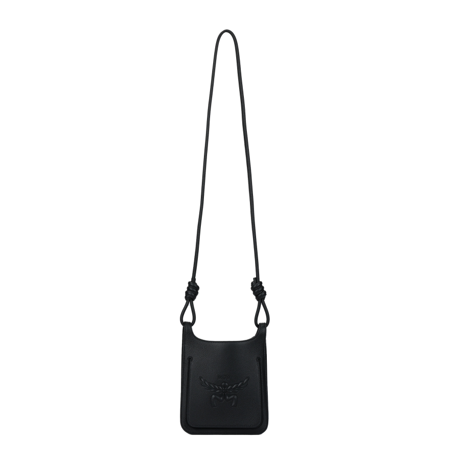 MCM Nappa Leather Shoulder Bag Unisex Black