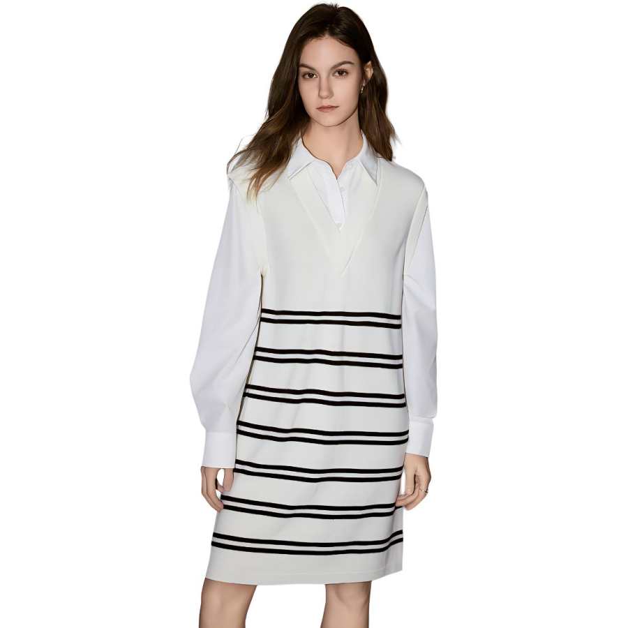 ELLE Long Sleeved Skirt Winter Women's Ecru