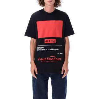 424 T Shirts Men's Black Crew Neck Moderate Heavyweight
