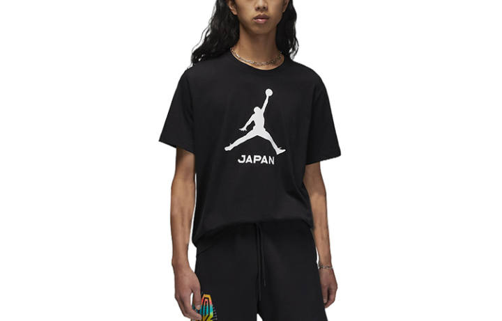 Jordan Jordan T Shirts Men's Black Crew Neck Moderate Straight Fit