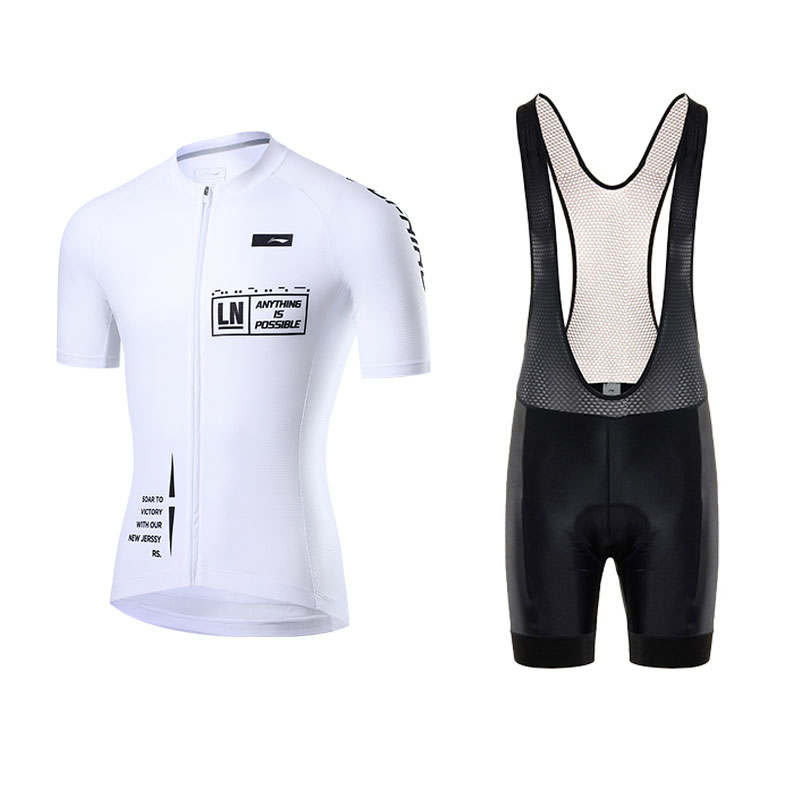 Li-Ning Li Ning Cycling Suits Men's White+Black Crew Neck Thin