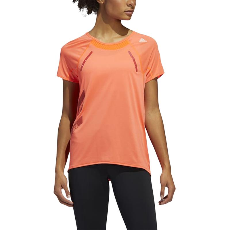 Adidas Adidas T Shirts Women's Orange Crew Neck Moderate Straight Fit