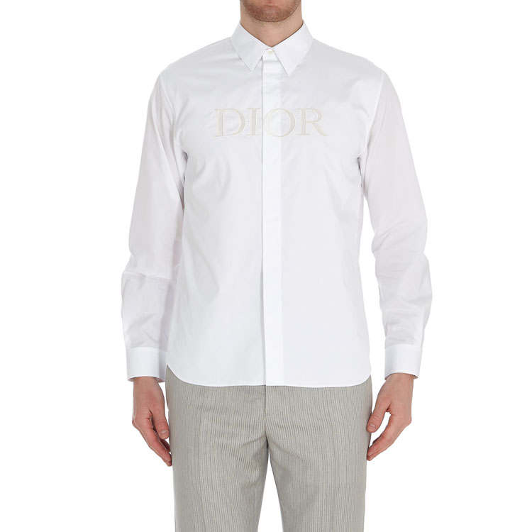 DIOR Quarterly New Products Shirts Men's White Lapel Moderate Shirt