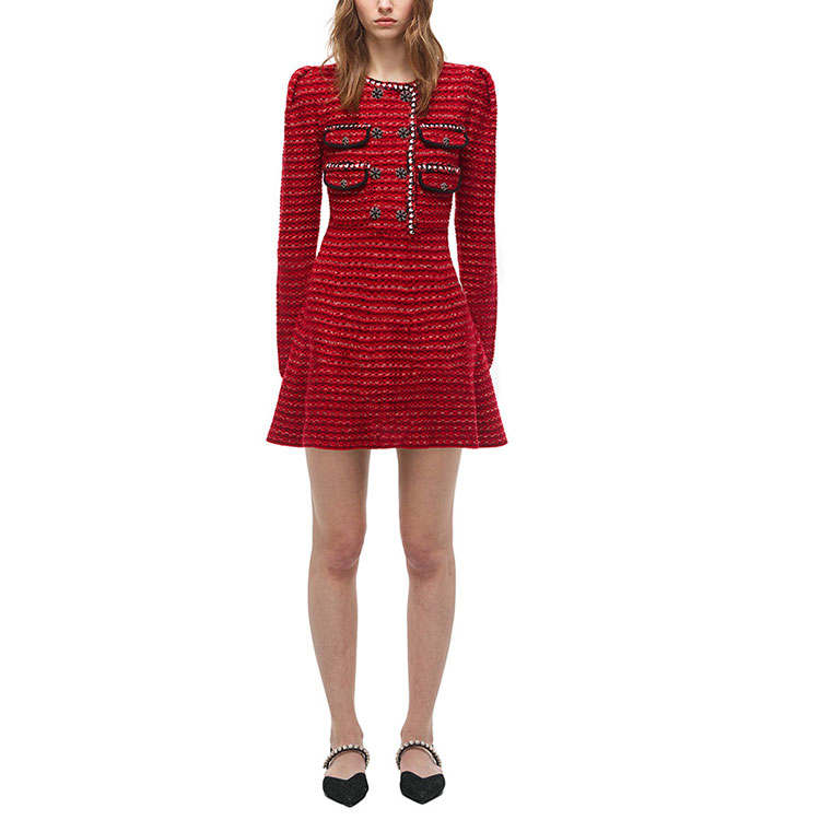 Self-portrait Self portrait Long Sleeved Dress Women's Burgundy