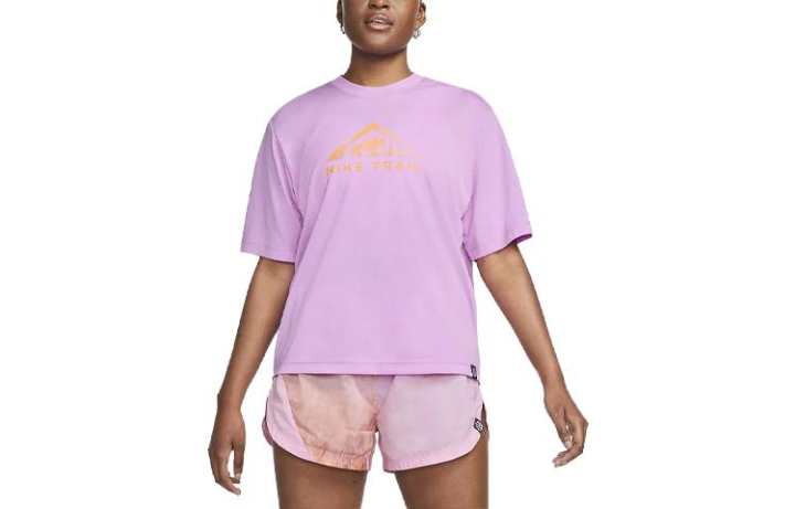 Nike Nike T Shirts Women's Violet Crew Neck Moderate Straight Fit