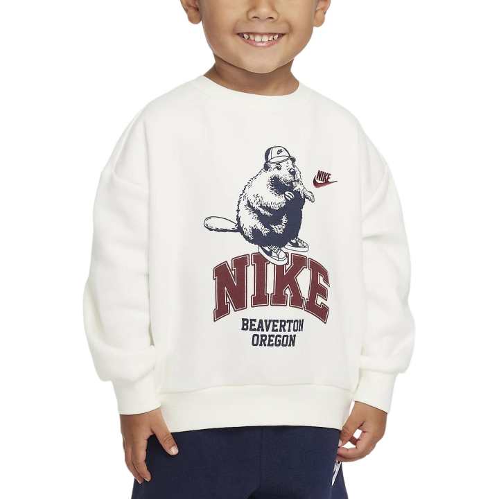 Nike Nike Sweatshirt Icon Comfortable Fleece Lined Crew Neck Sail White Children Aged 3 7 Years Old