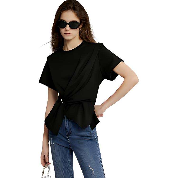 ELLE T Shirts Women's Crew Neck Moderate Straight Fit