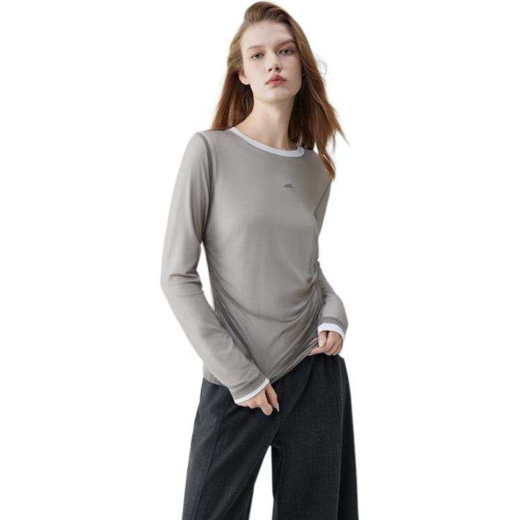 ELLE T Shirts Women's Crew Neck Moderate Mock Two Piece