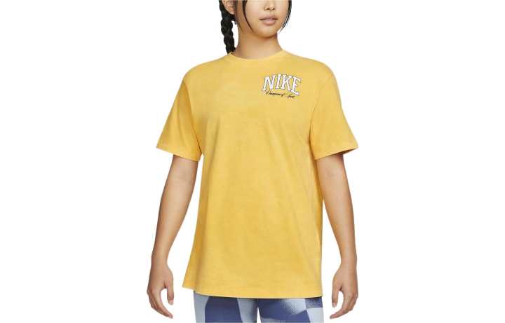 Nike Nike T Shirts Women's Gold Crew Neck Moderate Straight Fit