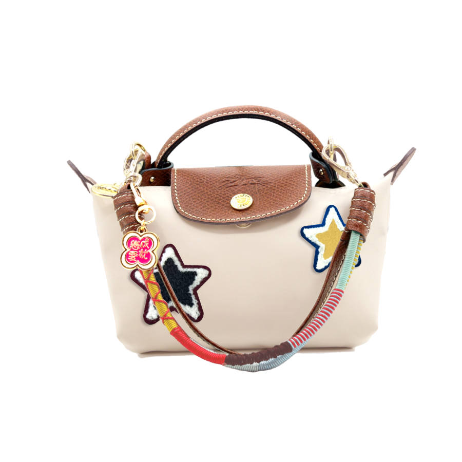 LONGCHAMP Le Pliage Polyamide Romantic Starry Words Dumpling Bag Handbag Women's White & Brown