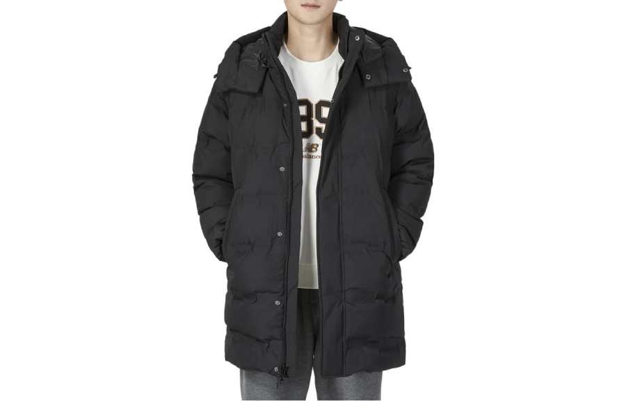 New Balance New Balance Down Jackets Unisex Black Hooded Thickened