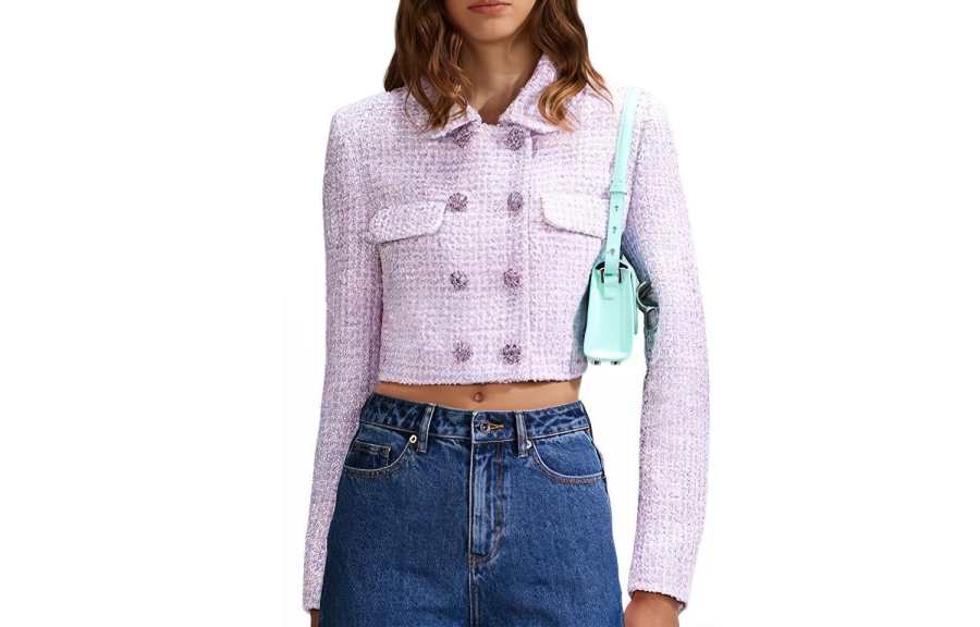 Self-portrait Self portrait SS23 Cropped Coat Women's Purple