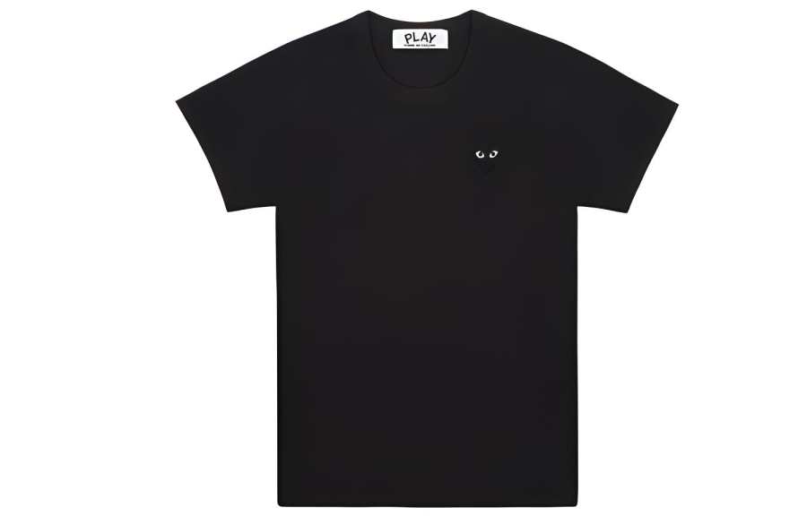 CDG Play T Shirts Women's Black Crew Neck Moderate Straight Fit
