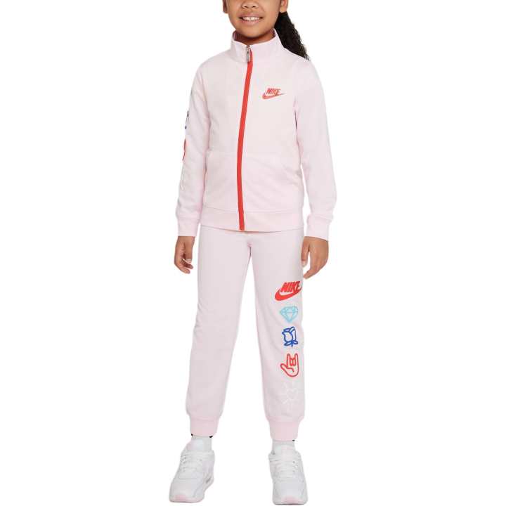 Nike Nike Logo Print Zippers Hooded Fleece Lined Thermal Set Foam Pink Kids'