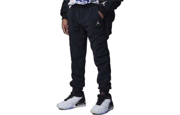 Jordan Jordan Knitted Sweatpants Solid Color Logo Print Fleece Lined Sweatpants Black Kids'