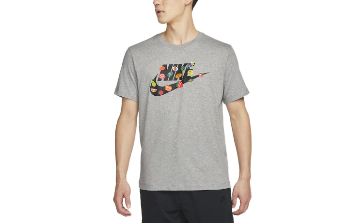 Nike Nike T Shirts Men's Gray Crew Neck Moderate Straight Fit