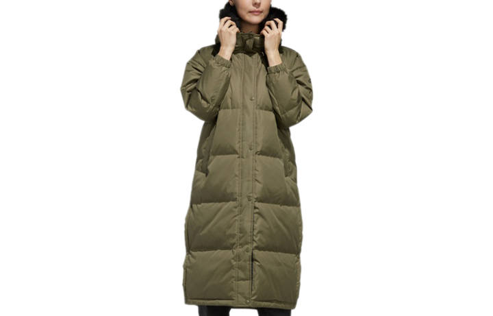 Adidas Adidas Down Jackets Women's Original Khaki Brown Hooded Moderate
