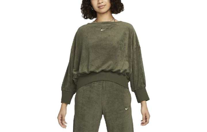 Nike Nike Sweatshirts Women's Olive Green Square Collar Moderate Regular