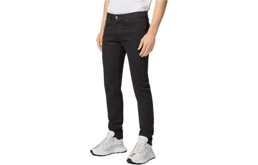 VERSACE VERSACE Logo Plaque Straight Leg Jeans